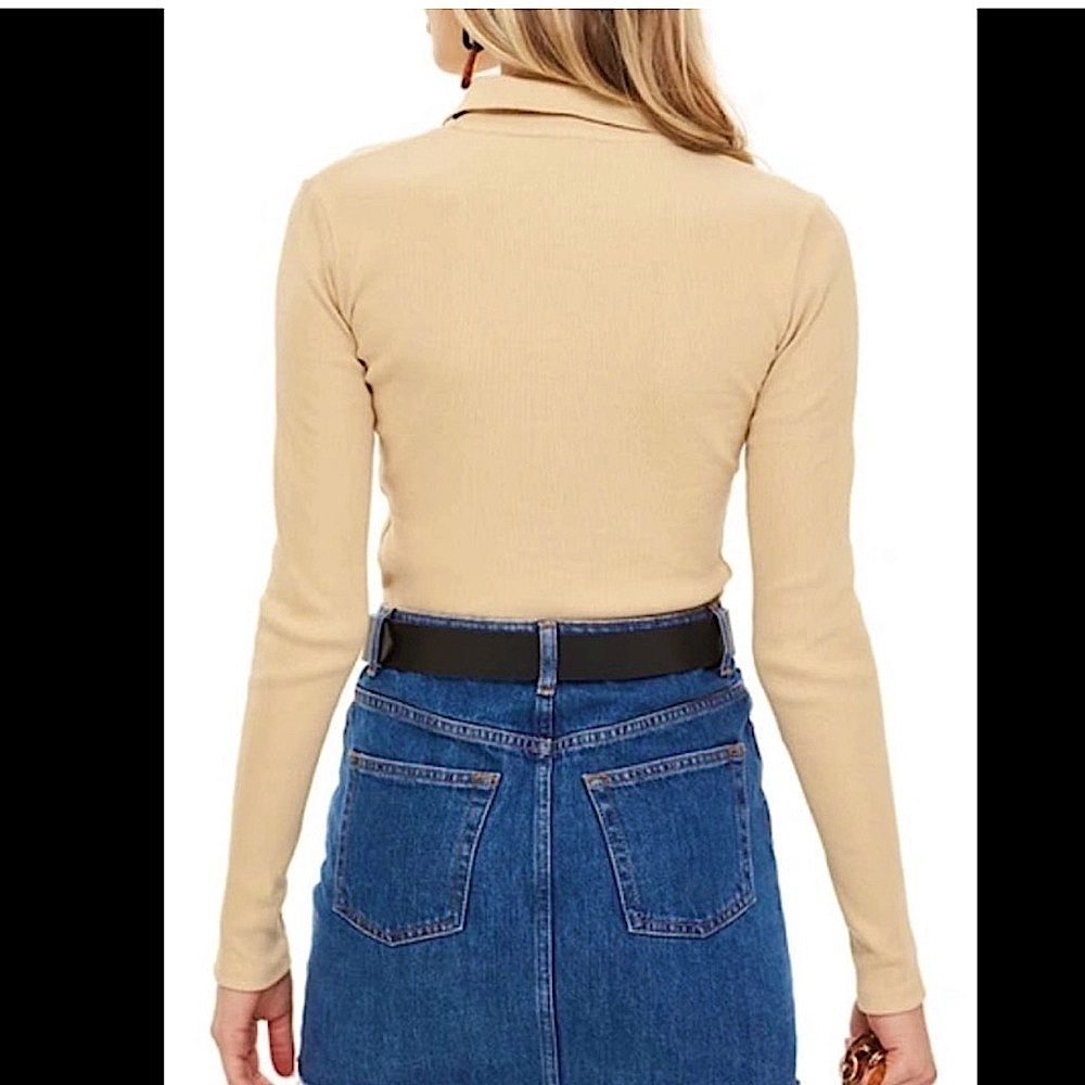 TOPSHOP Ribbed Long-sleeve Polo - Picture 4 of 11